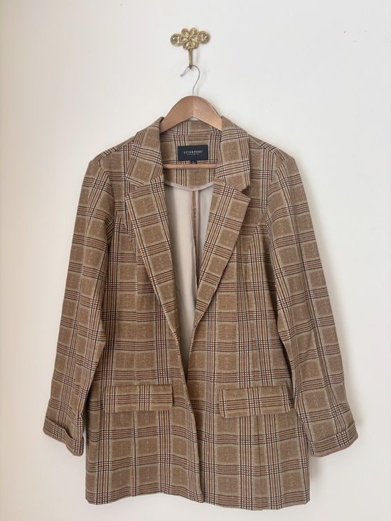 Liverpool Jeans Company Jackets & Blazers - Liverpool Jeans Brown Plaid Stretchy Boyfriend Blazer XL NEW NWT